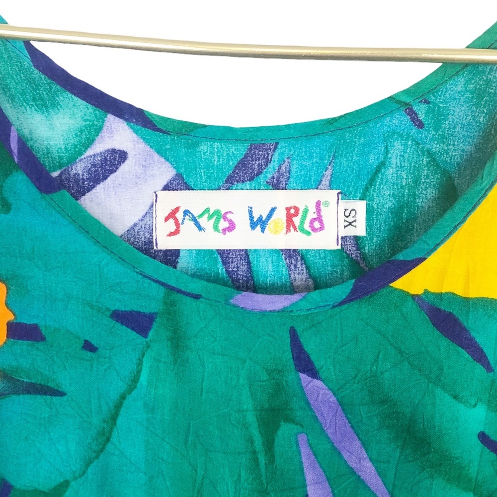 VINTAGE Jams World Tropical Floral “Bisctera” Print Midi Tank Dress Side Slit - Picture 10 of 10